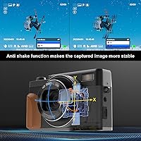 Vista 4 de Cámaras digitales para fotografía, 48MP y video 4K, zoom 18X para vlogging para YouTube, cámara compacta portátil pequeña con 2 baterías, cámara