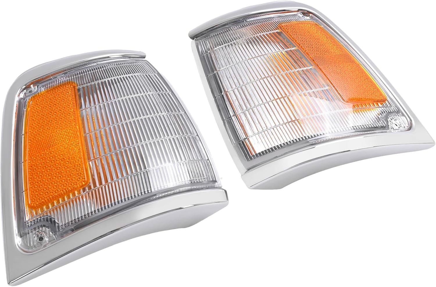 HECASA Pair Corner Lights Compatible with 1992-1995 Toyota Pick-Up Truck Replacement for 8161035100 8162035100 Corner Lamps Assembly Clear Lens Drive & Passenger Side Chrome Trim & Yellow Reflector