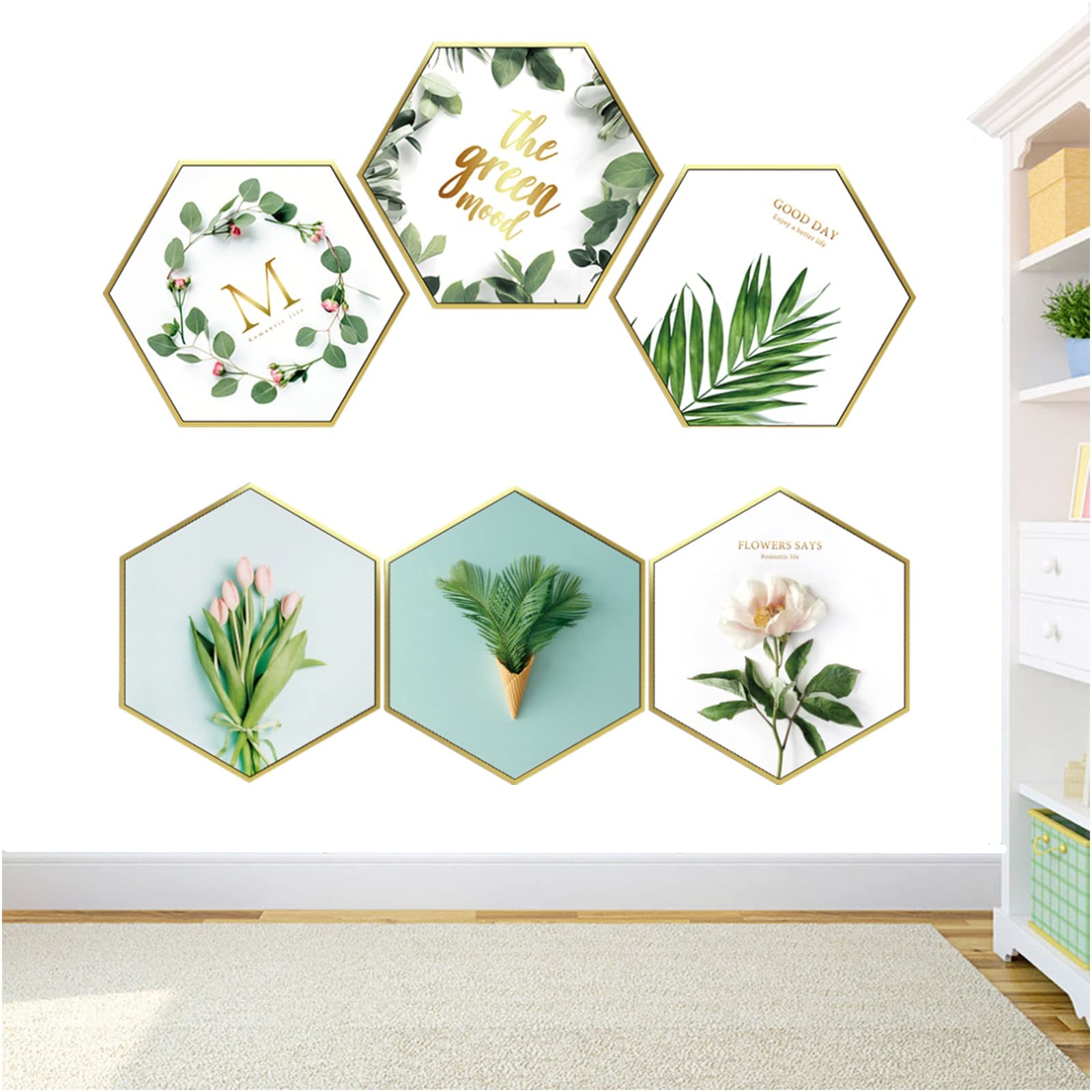 DIY Living Room and Bedroom Wall Stickers, Removable and Water Proof Leaf Wall Art, Plant and Rose Floral Wall Stickers, New Home Gift, Home Decor Wall Art Stickers.