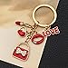 MyfavoriteK Red Lipstick Chic Keychain for Women Stylish Fashion Purse Charm with Love Heart Lips & Bag Pendant Key Ring (Half Heart)