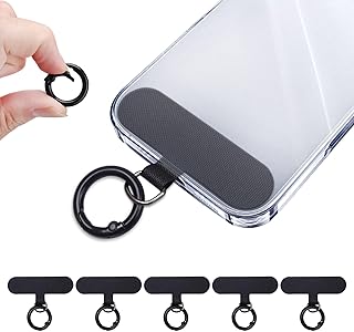 SEVENKA 6 Pack Phone Tether Tab for iPhone, 6 Spring O Ring Clasps, Cell Phone Lanyard Patch, Phone Strap Replacement Part for All Full Phone Cases