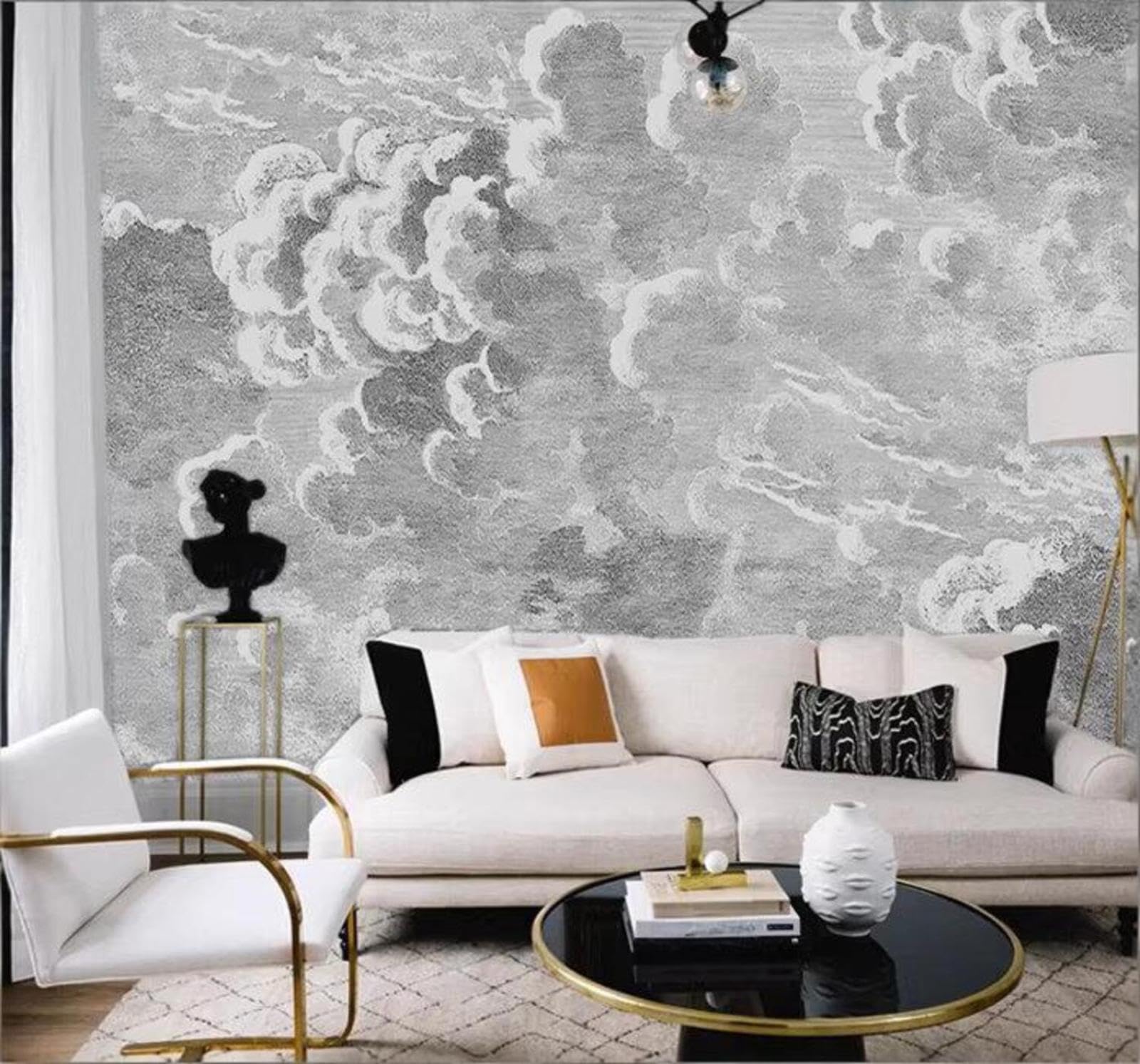 Affordable Luxury Art Abstract Sky Clouds 3D Wallpaper Easy Install Feature Office Living Room Sofa Bedroom TV Background Wall Decoration-350cm×256cm