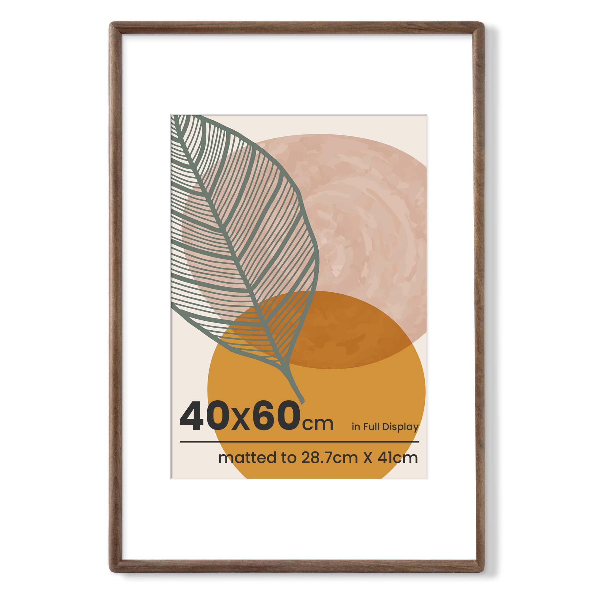 Axeman 40x60cm Picture Frame, Walnut Wood, Tempered Glass, Rounded Corner — image 1