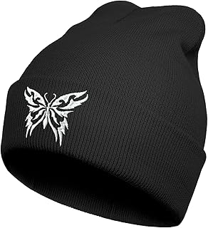 Embroidered Cool Cute Knit Beanie Hats for Men Women Emo Gothic Christmas Halloween Skull Goth Skeleton Gifts Winter Presents