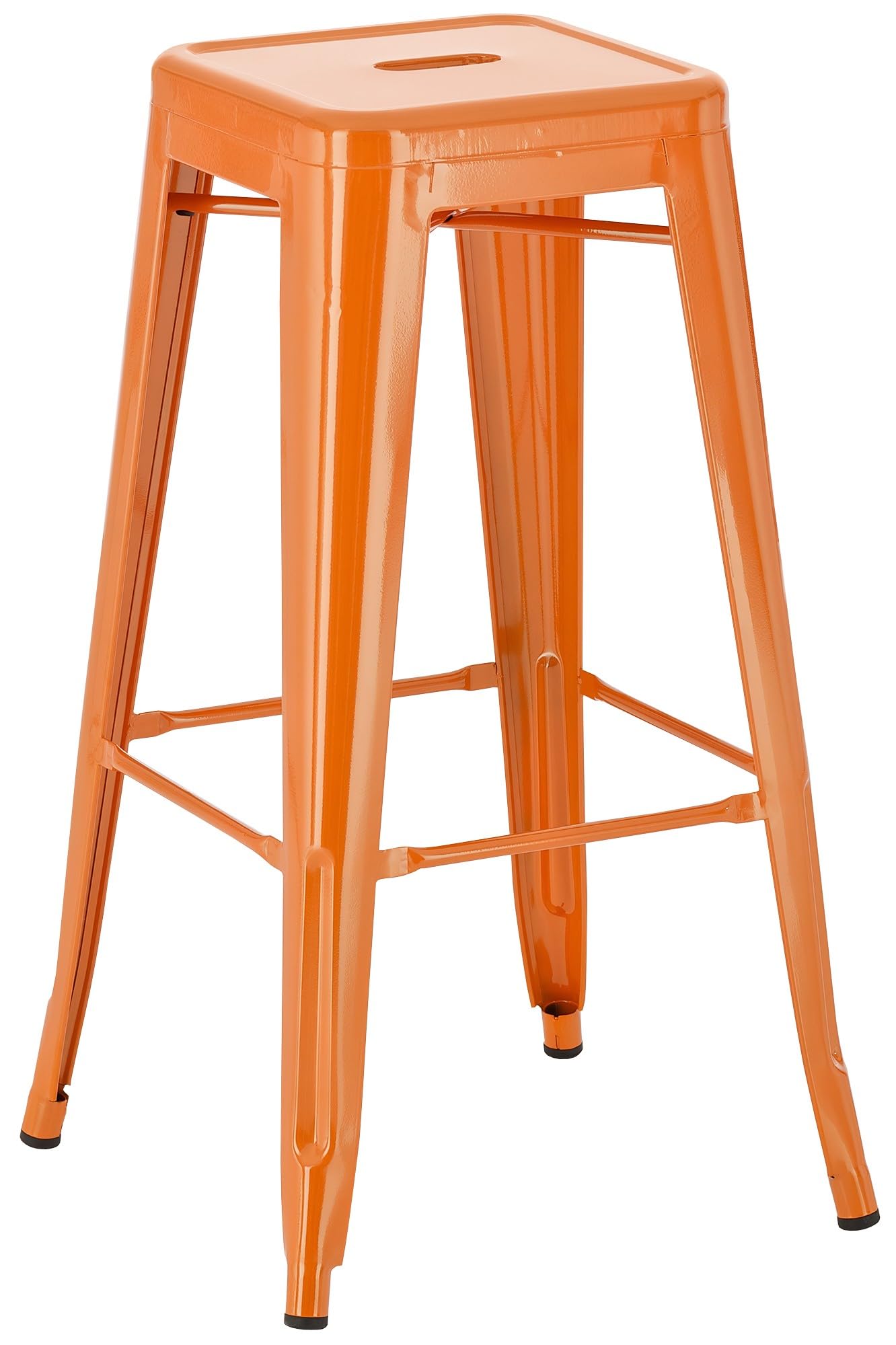 CLP Tabouret de Bar Joshua I Tabouret de Bar empilable en métal I Chaise de Bar avec Repose-Pieds I Hauteur d'assise 76 cm I Tabouret empilable, Couleur:Orange