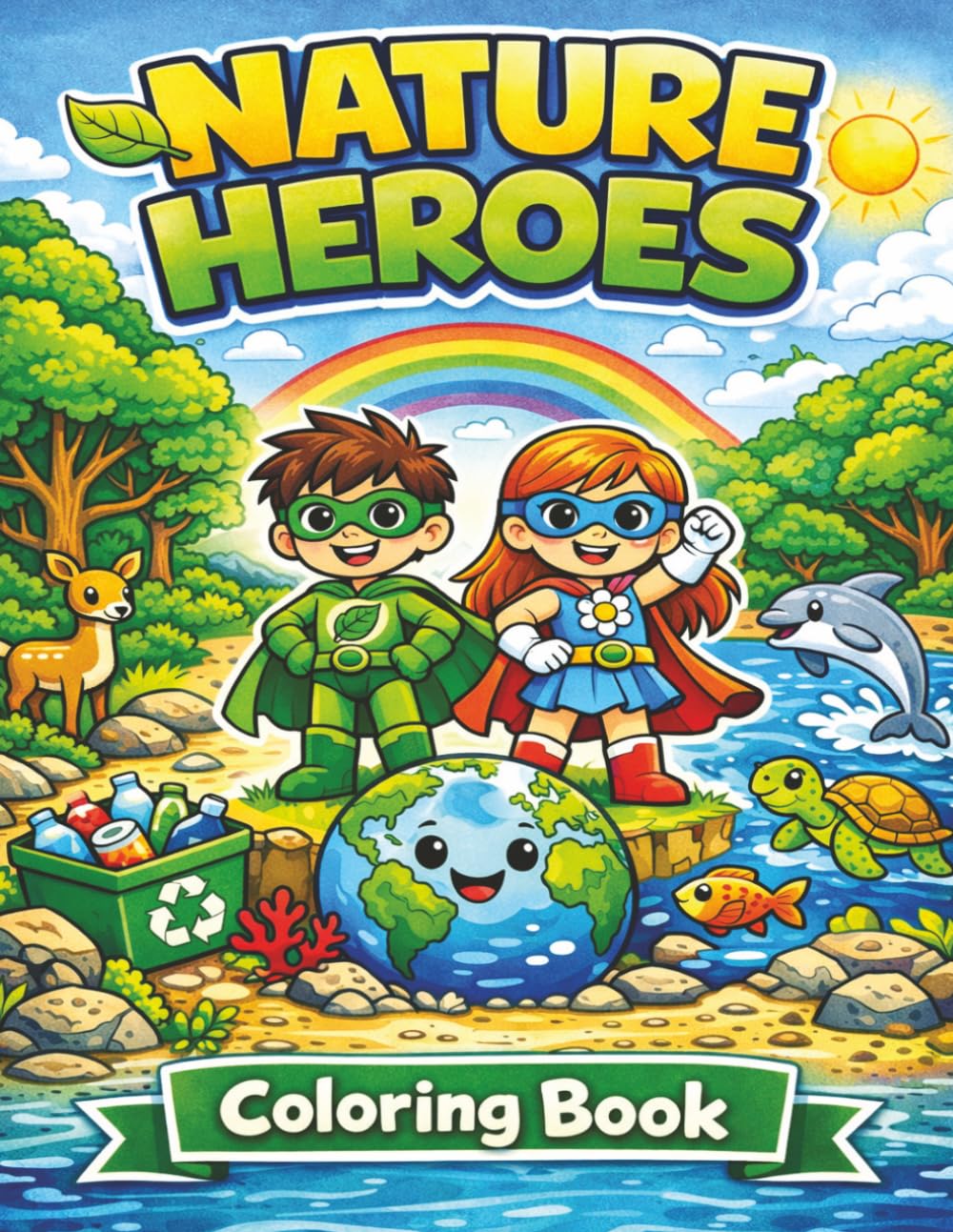 Nature Heroes Coloring Book for Kids Ages 4–8: Fun Nature Adventure with Animals, Ocean & Nature | 30 Easy Coloring Pages for Learning, Creativity & Planet Care