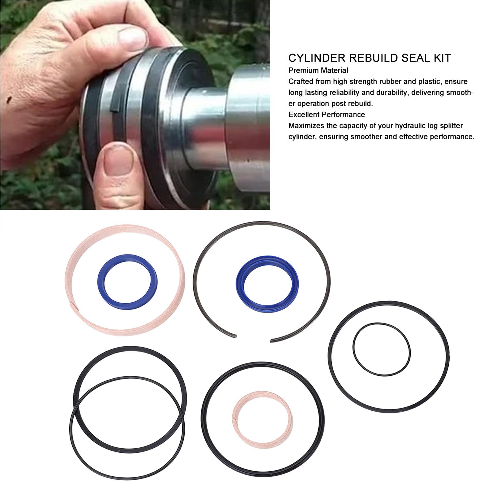 Log Splitter Seal Kit - Rubber Hydraulic Seals For 4-8 Ton Splitters, Airtight & Temperature Resistant