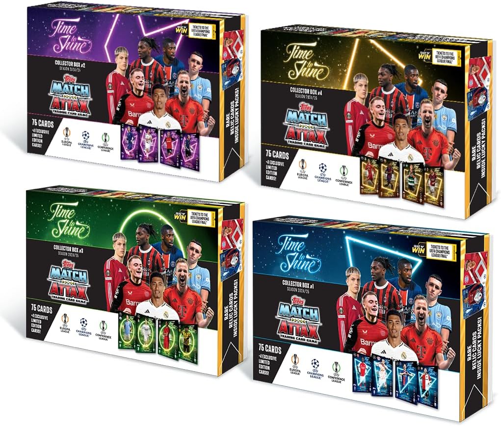 Topps UEFA Champions League Match Attax 24/25 Trading and Collectible Card Game (Time to Shine Collector Box - Pack of 4)