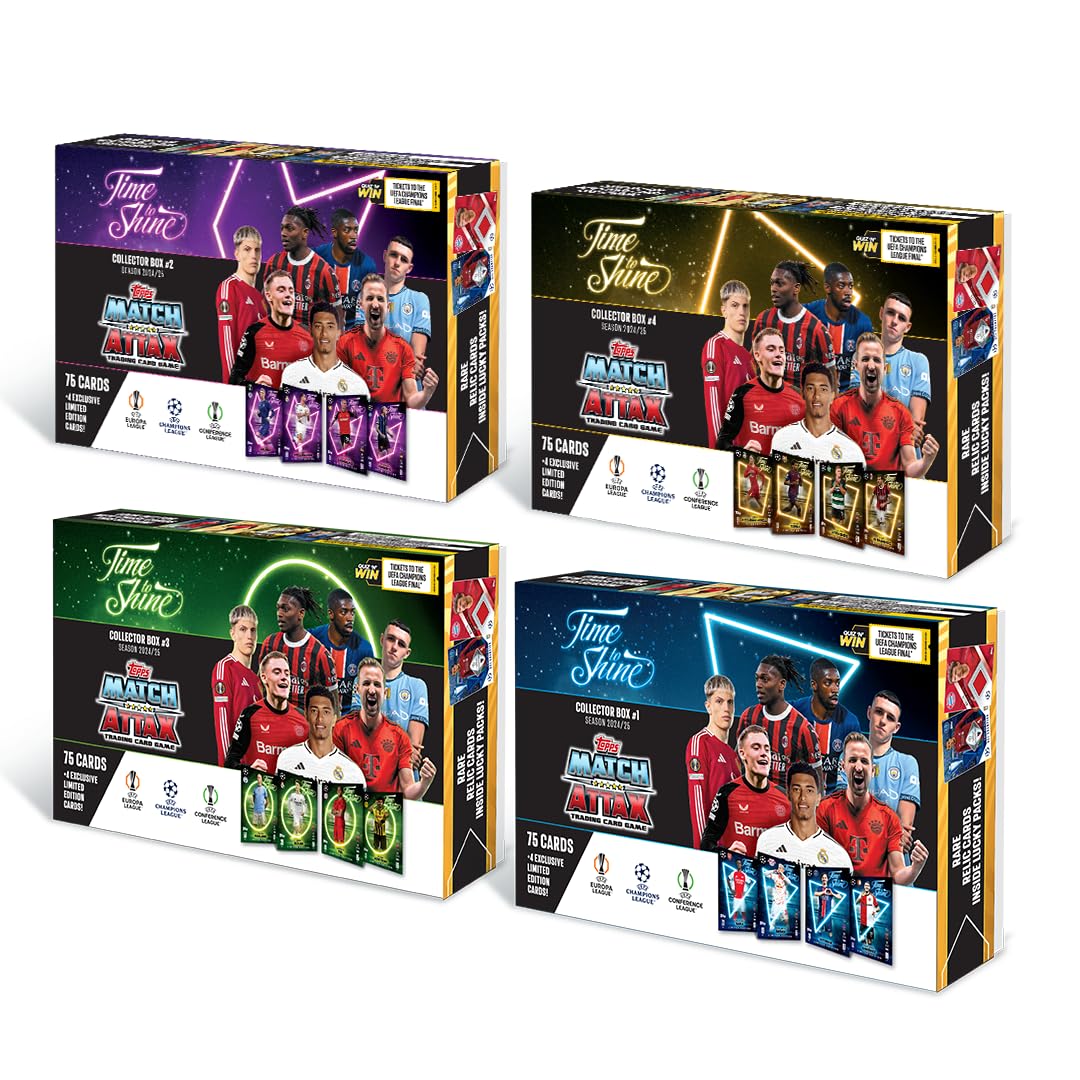 Topps UEFA Champions League Match Attax 24/25 Trading and Collectible Card Game (Time to Shine Collector Box - Pack of 4)