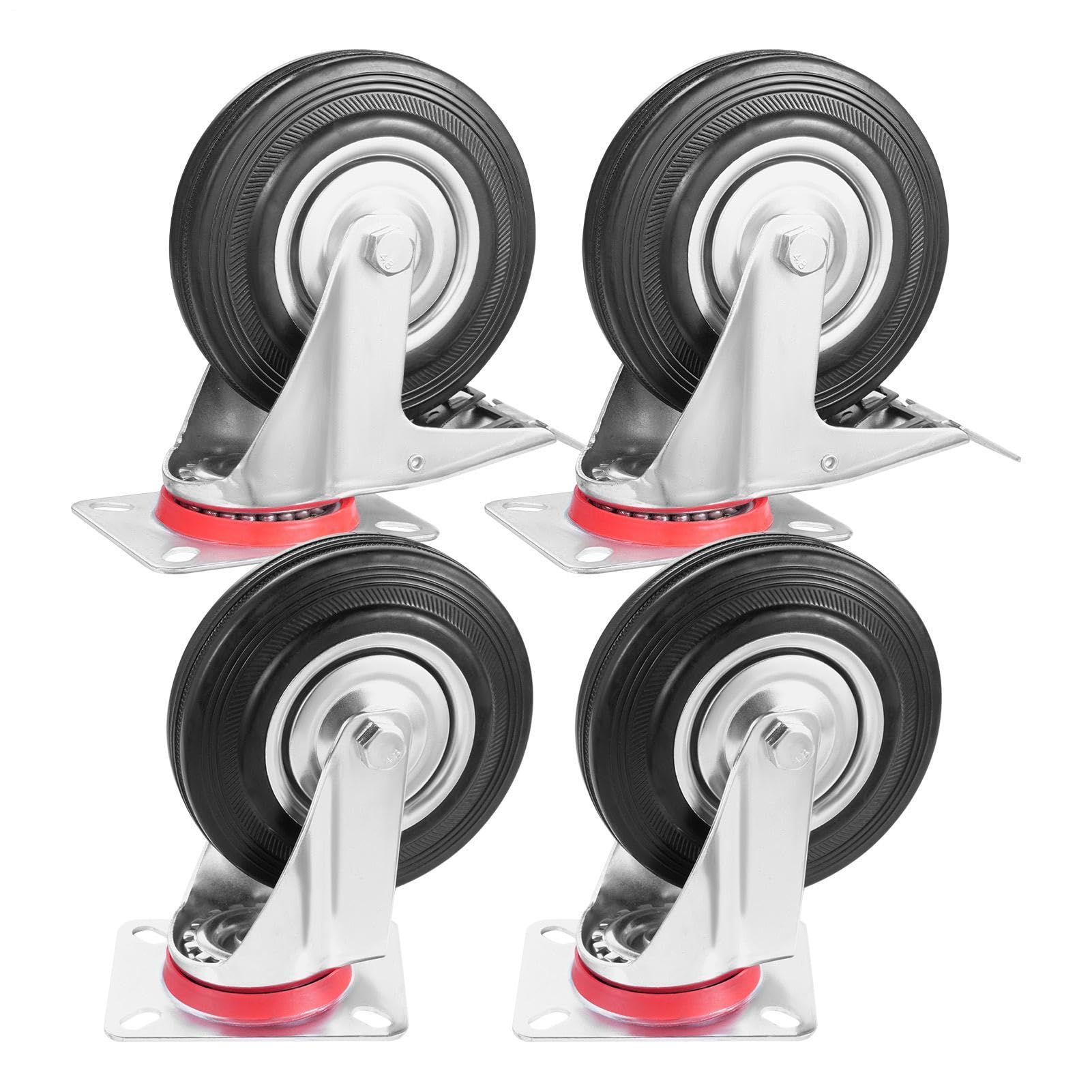 Lenkrollen 4-teiliges Schwerlast-Rollen-Set 360 Grad Schwenkbar Für | Rollbare Möbelrollen für Schrank Werkbank Couch Schublade Kühlschrank Schreibtisch Tisch Bettgestell Regaleinh