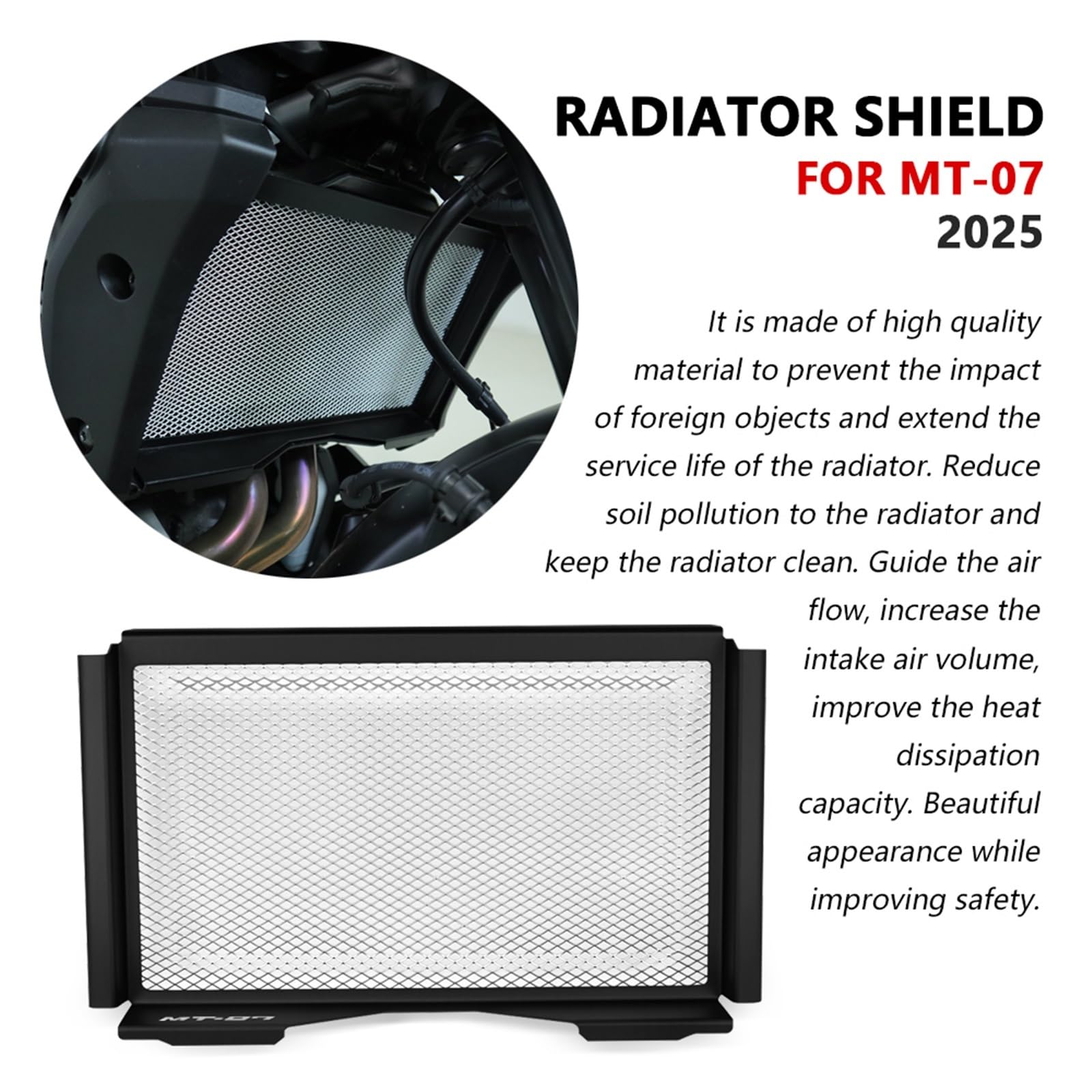 Refrigeración de Pinza de Freno Cubierta Protectora para Tanque de Agua de Motocicleta, Cubierta de Red de enfriamiento para radiador, Compatible con MT07 MT07 2025 MT-07 2025