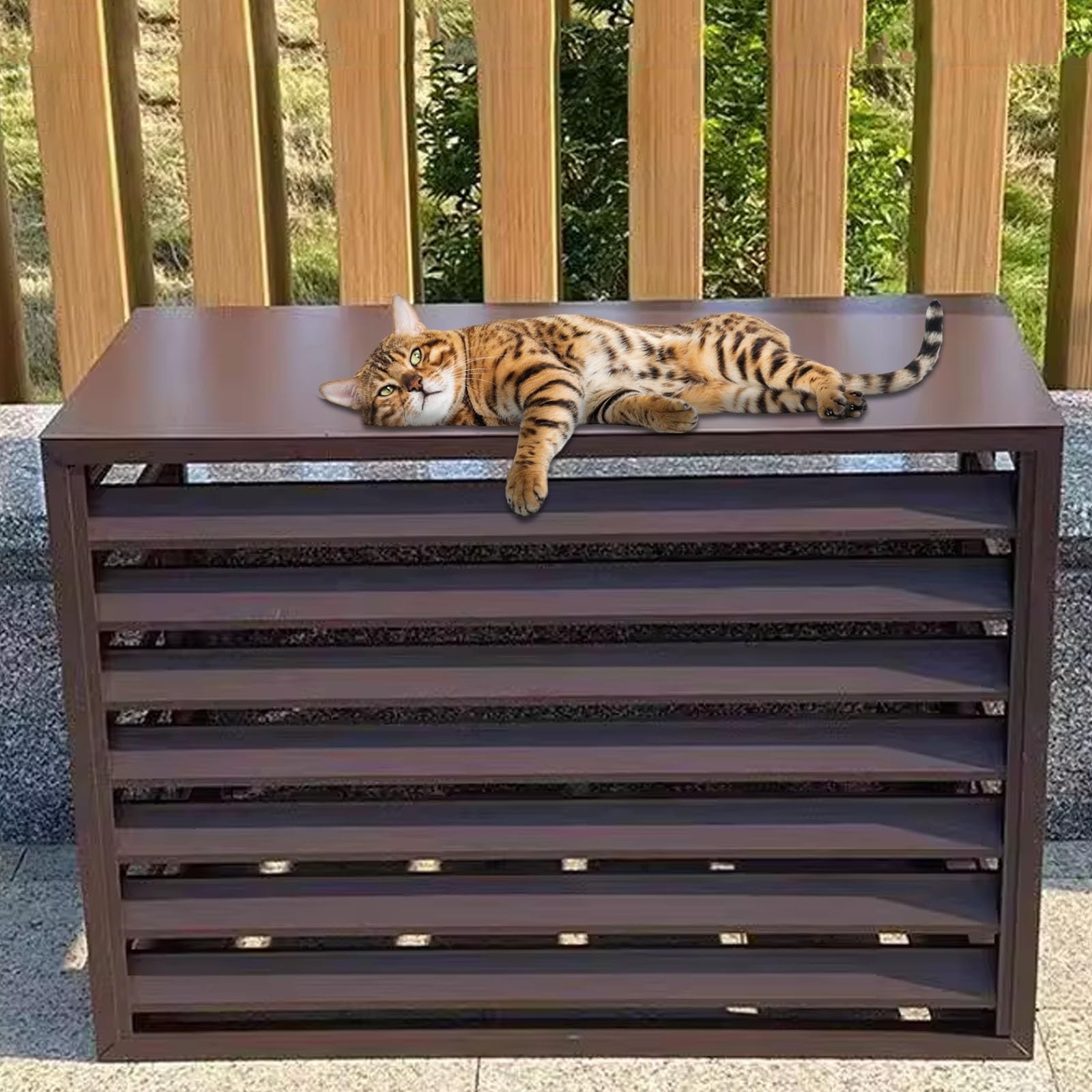 Aluminiowa osłona klimatyzatora z osłoną pompy ciepła, zewnętrzny ekran ochronny AC (biały, 110 x 60 x 80 cm) - odporny na warunki atmosferyczne stylowy design do użytku domowego