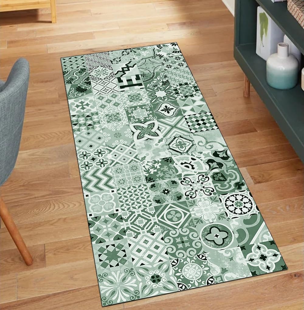 Alfombra de pasillo antideslizante estilo boho de 60 x 200 cm lavable