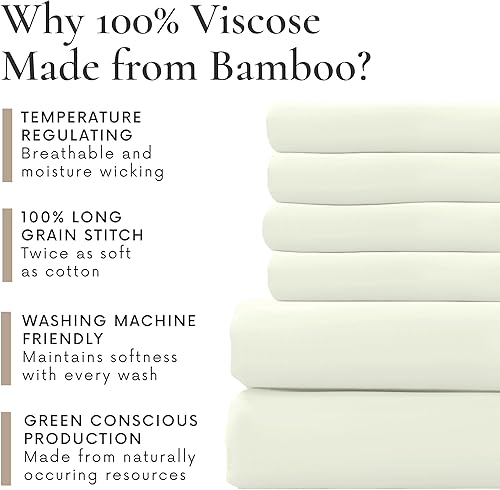 Miniatura 6 de Juego de sábanas Bamboo Bay de 6 piezas tamaño King, 100% viscosa hecha de bambú, sábanas transpirables, ultra suaves y refrescantes para personas