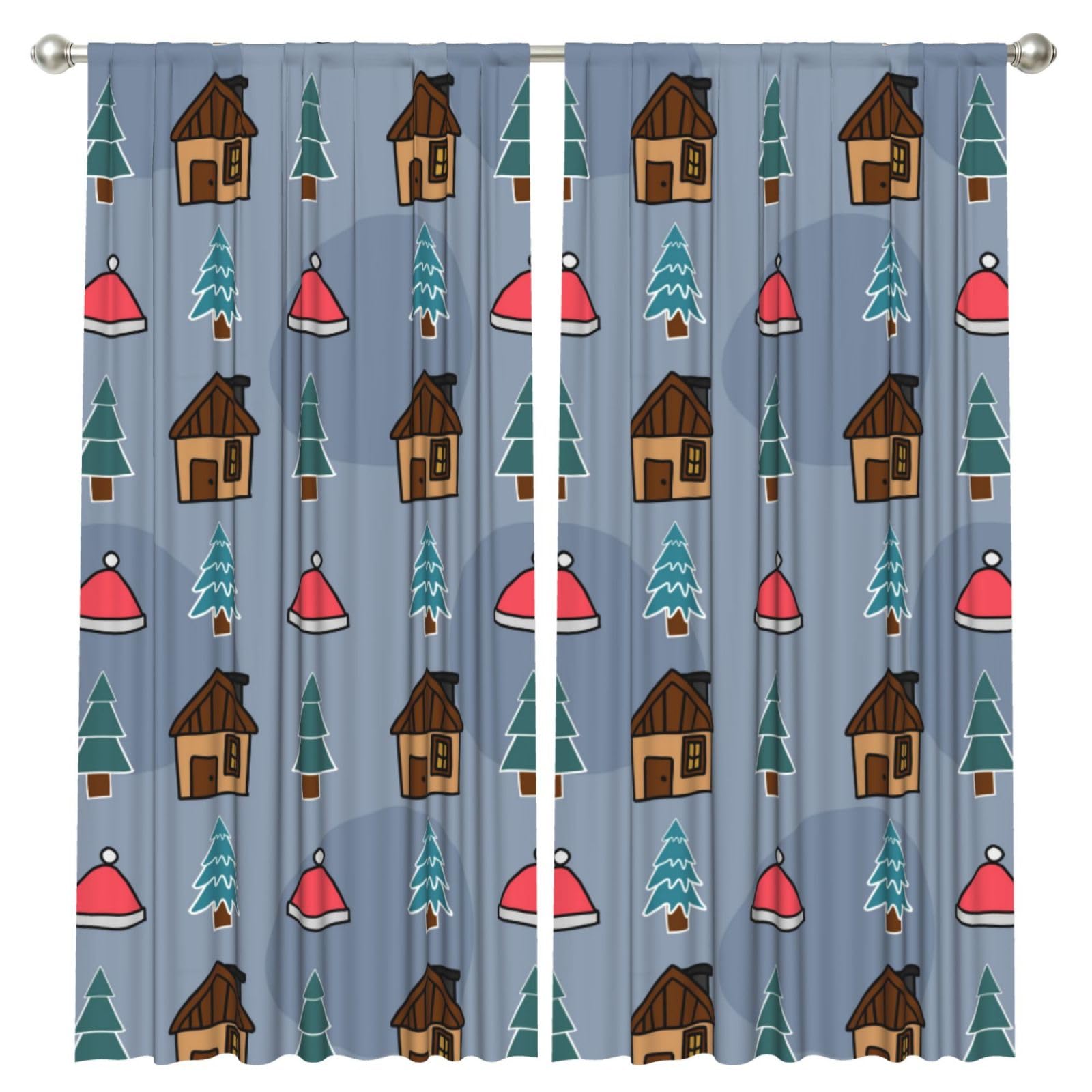 InOmak Merry Christmas Christmas Tree, 2 Panels Window Curtains 52 x 84 Inch Blackout Curtains for Living Room Bedroom