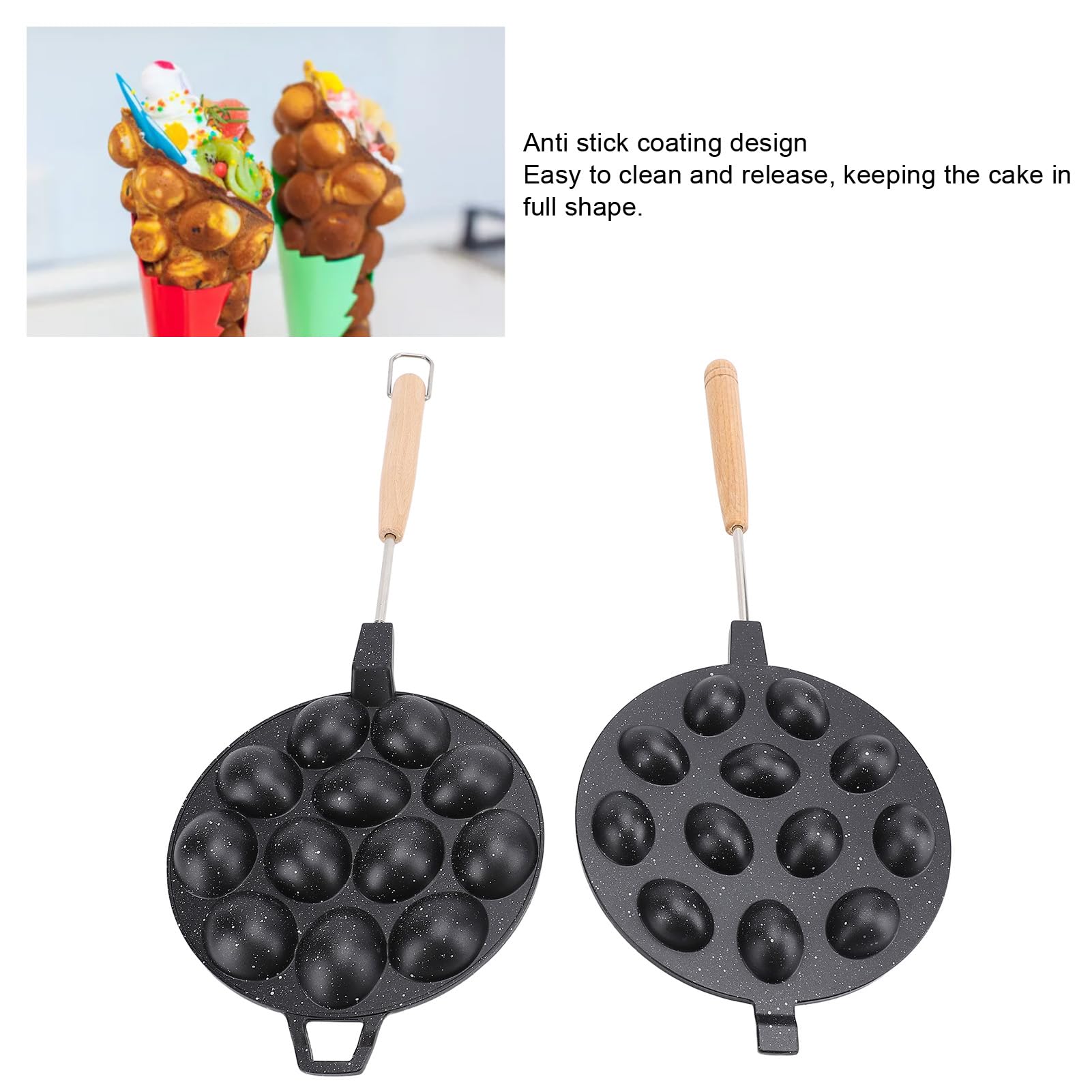 Walnut Cookie, 12 Holes Anti Stick Aluminum Alloy Composite Wood Nut Cookie Shaped Maker Pan Cookie Maker Walnut Cookie Maker With Walnut Cookie Maker for Cakes Egg Waffle (Black)