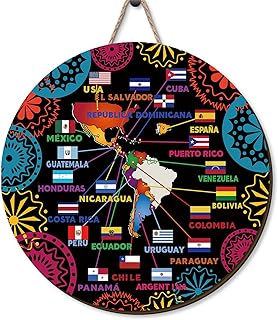 Hispanic Heritage Month Wooden Wreaths for Front Door Spanish Mes De La Herencia Hispana Welcome Sign Decor Latin American Hispanic Heritage Month Decorations for Home School Classroom