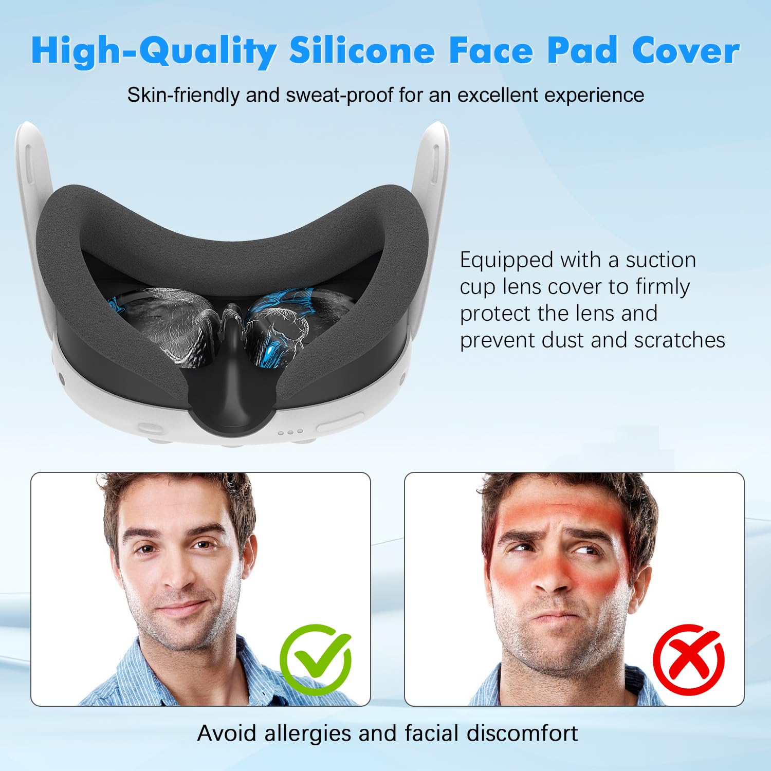 Tyasoleil Accessories Compatible with Oculus Quest 3, Silicone Cover Set VR Accessory Set, Include Controller Grip Leather Cover, VR Shell Cover, Face Cover, Lens Cover (Phantom) — view 4
