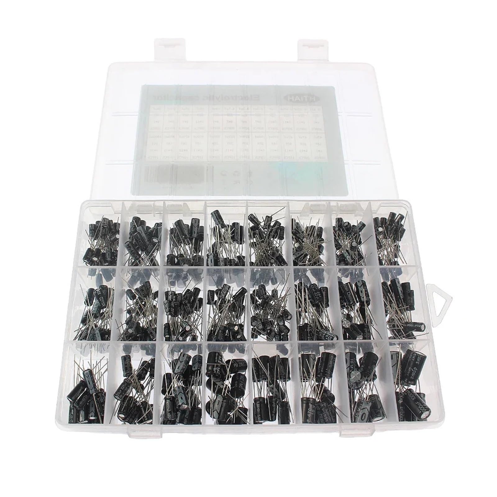 ICXLPMC 500PCS Electrolytic Capacitors 0.1uF~1000uF Assorted Aluminum Kit Box, 10V 16V 25V 50V 24 Kinds Capacitor Set for Electronic DIY