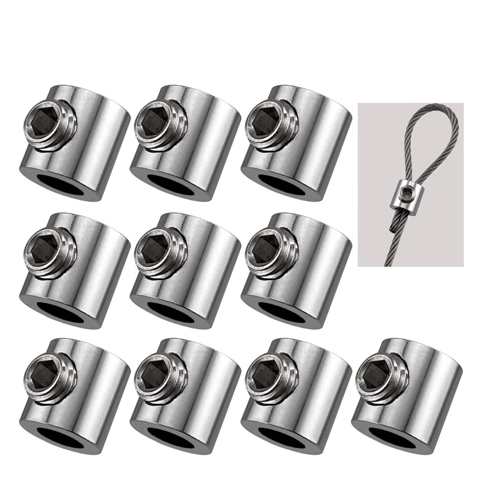 10 szt. do 2 mm zacisk do liny stalowej kabel ze stali nierdzewnej miedź metalowe klipsy do zawieszenia regulowane mocowanie śrubowe akcesoria sprzętowe