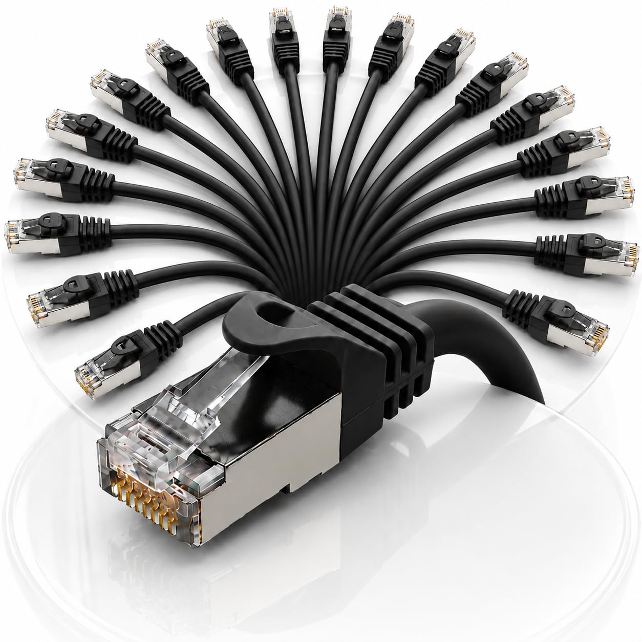 1aTTack.de Cable LAN CAT7 / 20 x 1 m – Negro Cable CAT 7 PIMF S/FTP Cable de red Ethernet 10 Gbps con conector RJ45 Cat 6a LSZH
