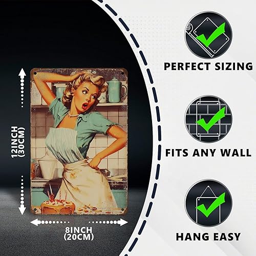 Miniatura 2 de Arte de pared de cocina divertido de los años 50, diseño retro de ama de casa para hornear, letrero de desastre vintage, póster de panadero, 8 x 12