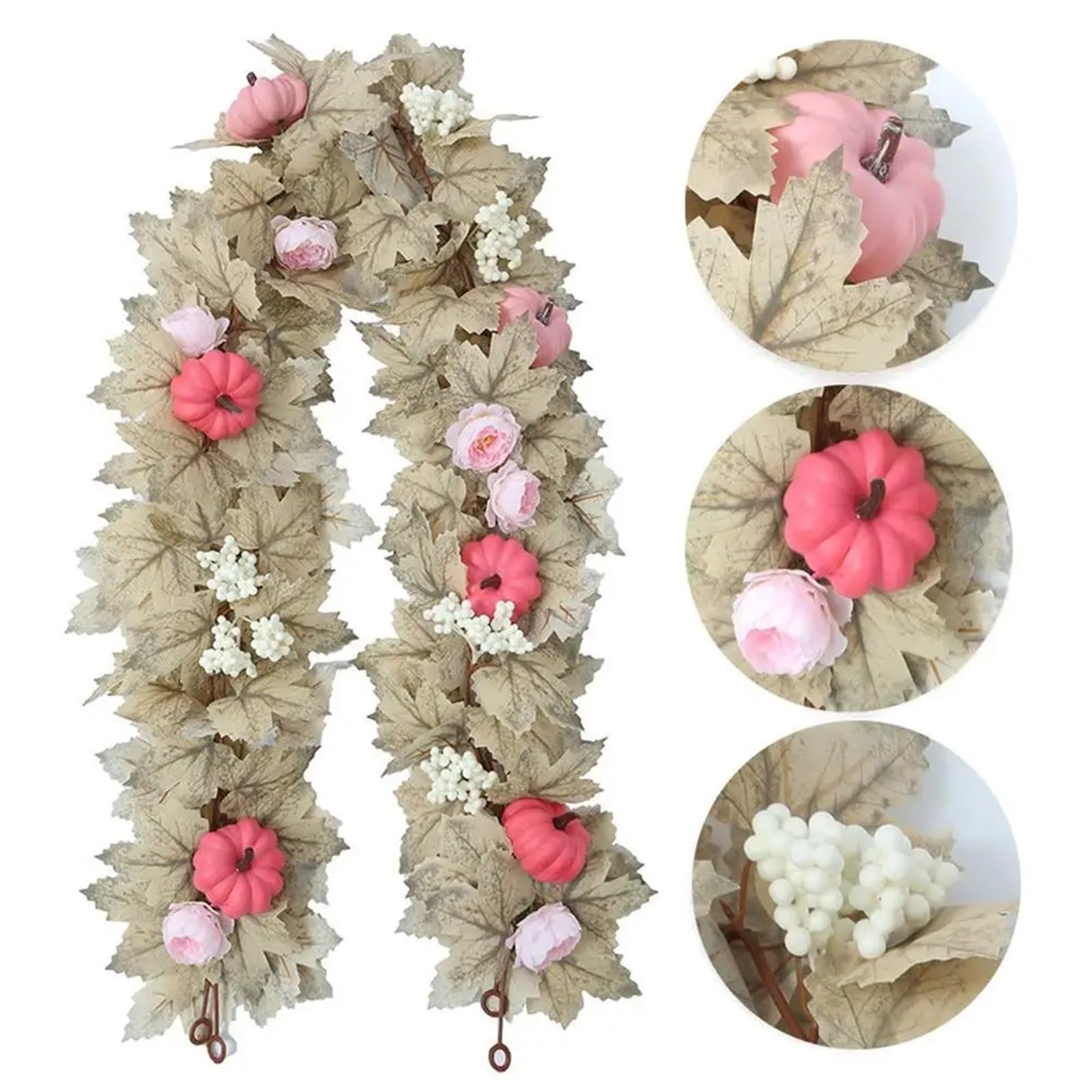 Künstliche Greenery Girlande künstliche Blumen, 2 stücke 5,7 ft Girlande Künstliche Herbst Girlande Mit Maples Blatt Kürbisse Blumen Beeren for Decor for Dekoration