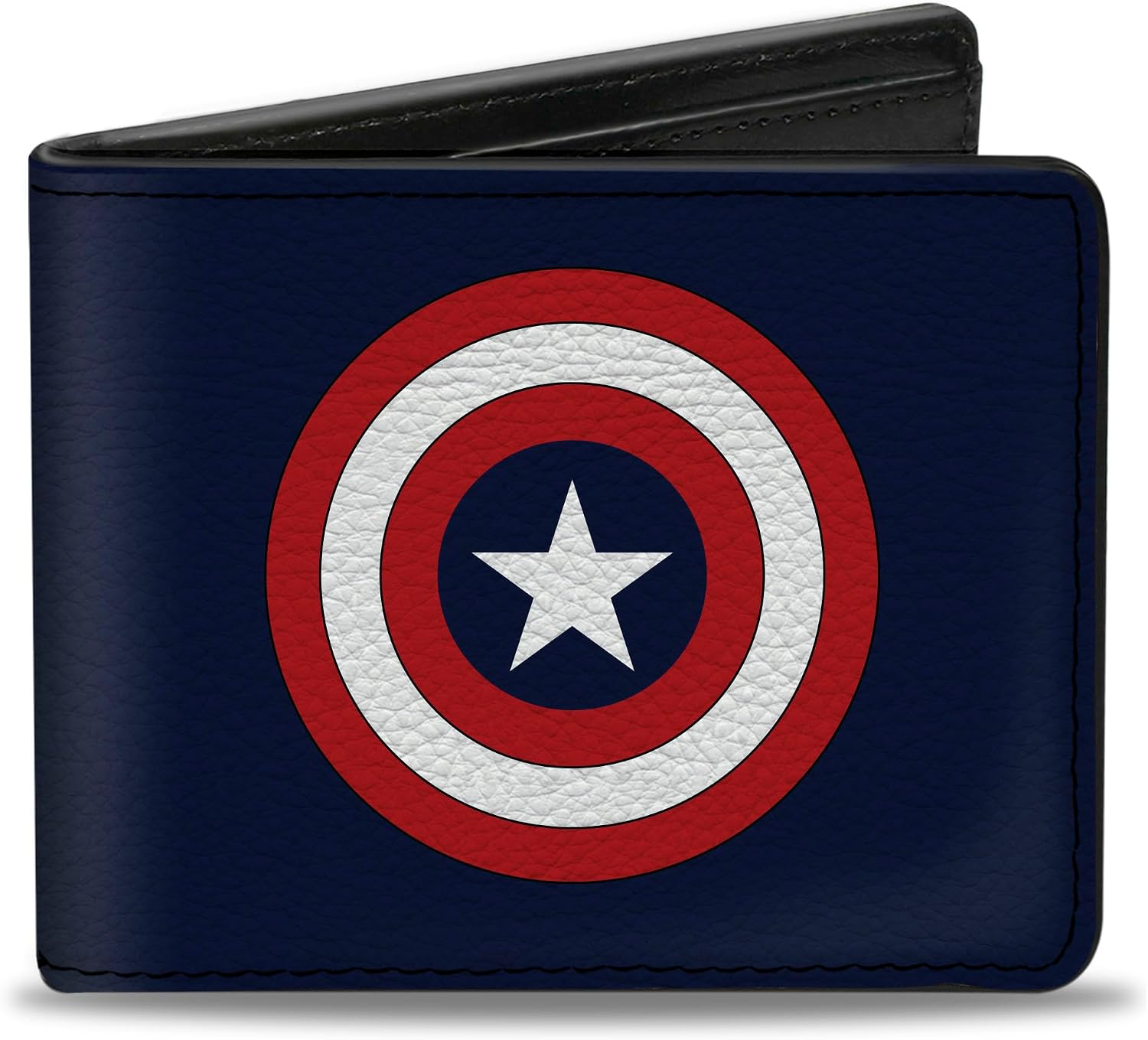 Buckle-Down mens Buckle-down Pu Bifold - Captain America Shield Full Color Navy Bi Fold Wallet, Multicolor, One Size US