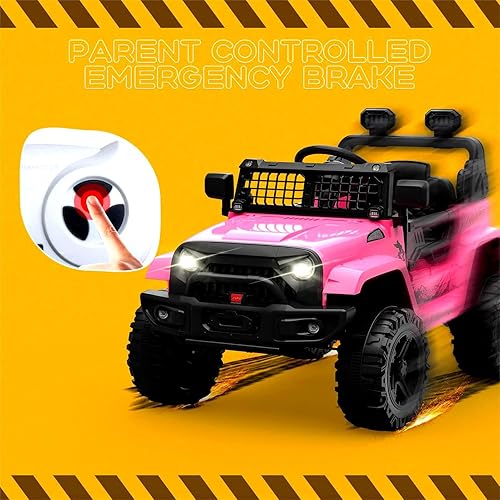 Miniatura 8 de Hetoy Vehículos eléctricos para niños de 12 V con suspensión de resorte de control remoto luces LED Bluetooth 2 velocidades negro