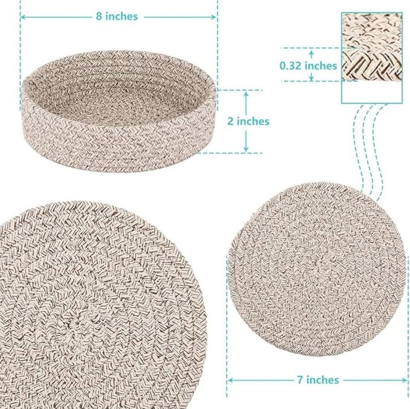 Image of Mansa for Hot Dishes, Pots and Pans, Hot Pads with Storage Basket, Pot Holders for Kitchen, Heat Resistant Mat Protect Counter Home Essentials, Farmhouse Decor (Pack of 4 with Cover) Mix Brown