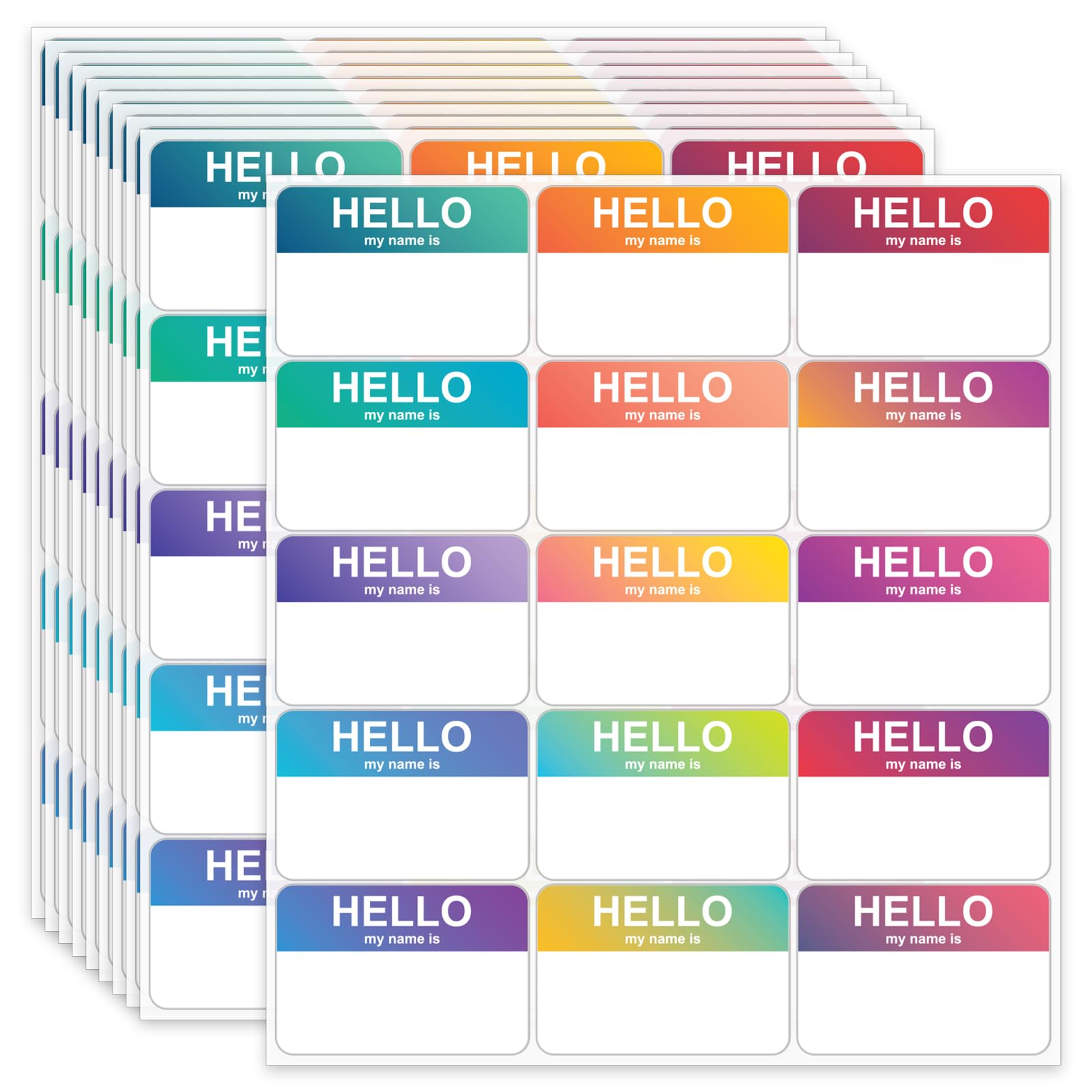 Tacnology 375 Pcs Name Tag Stickers - 3"x 2" Colorful Sticker - Colorful Peel & Stick Name Tag Labels ""Hello My Name is"" Name Badge Labels for