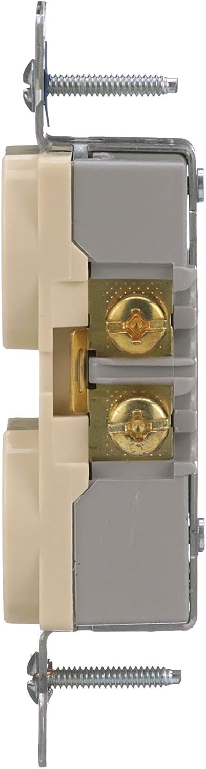 The Eaton BR15V-SP-L 15-Amp, 125-Volt Commercial Grade Back and Side Wire Duplex Receptacle, Ivory