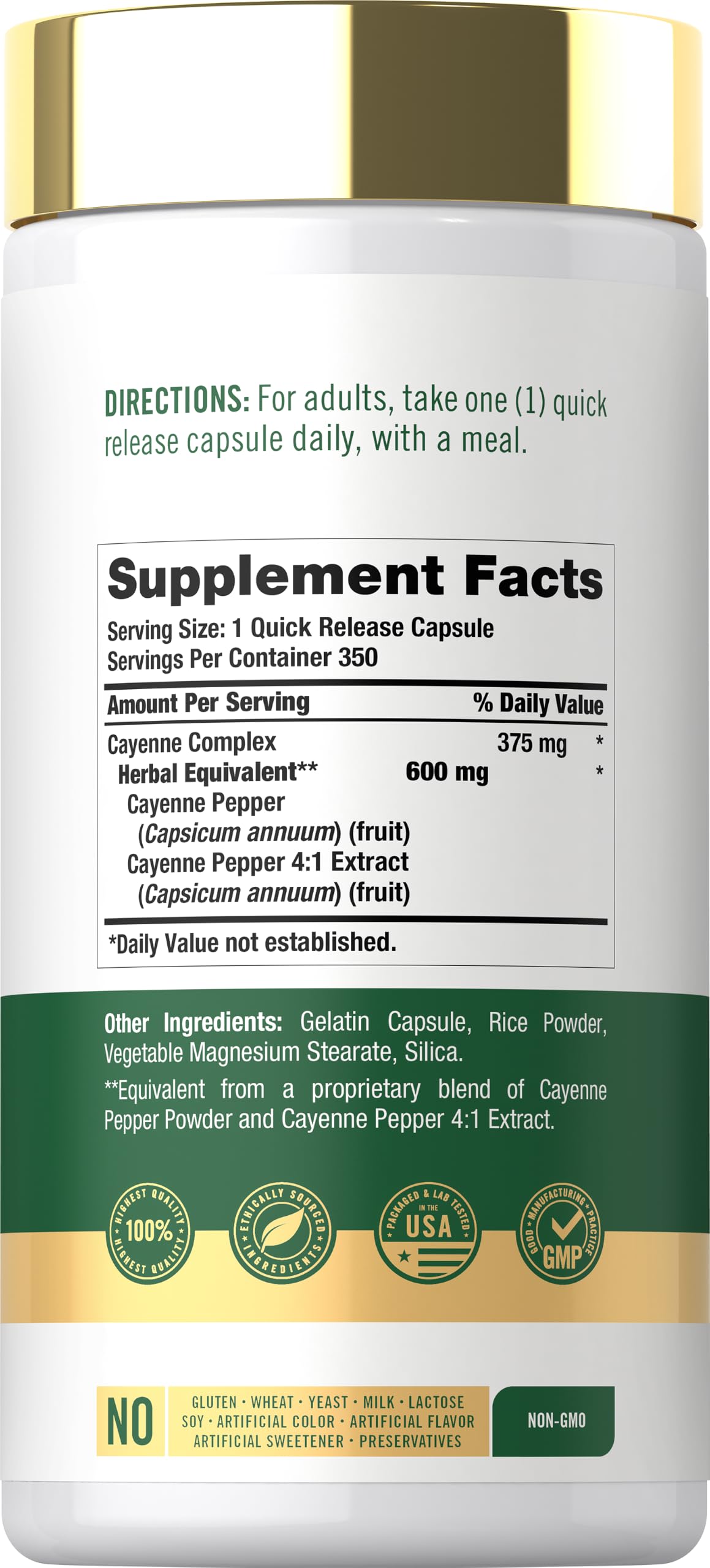 Carlyle Cayenne Pepper Capsules | 350 Pills | Non-GMO & Gluten Free Extract Supplement — Amazon image 2