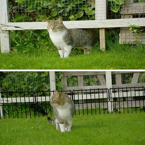 Miniatura 7 de Valla de barrera de animales, 10 piezas mejoradas de 1.26 pulgadas de brecha decorativas sin excavación para conejos y perros, protección del suelo