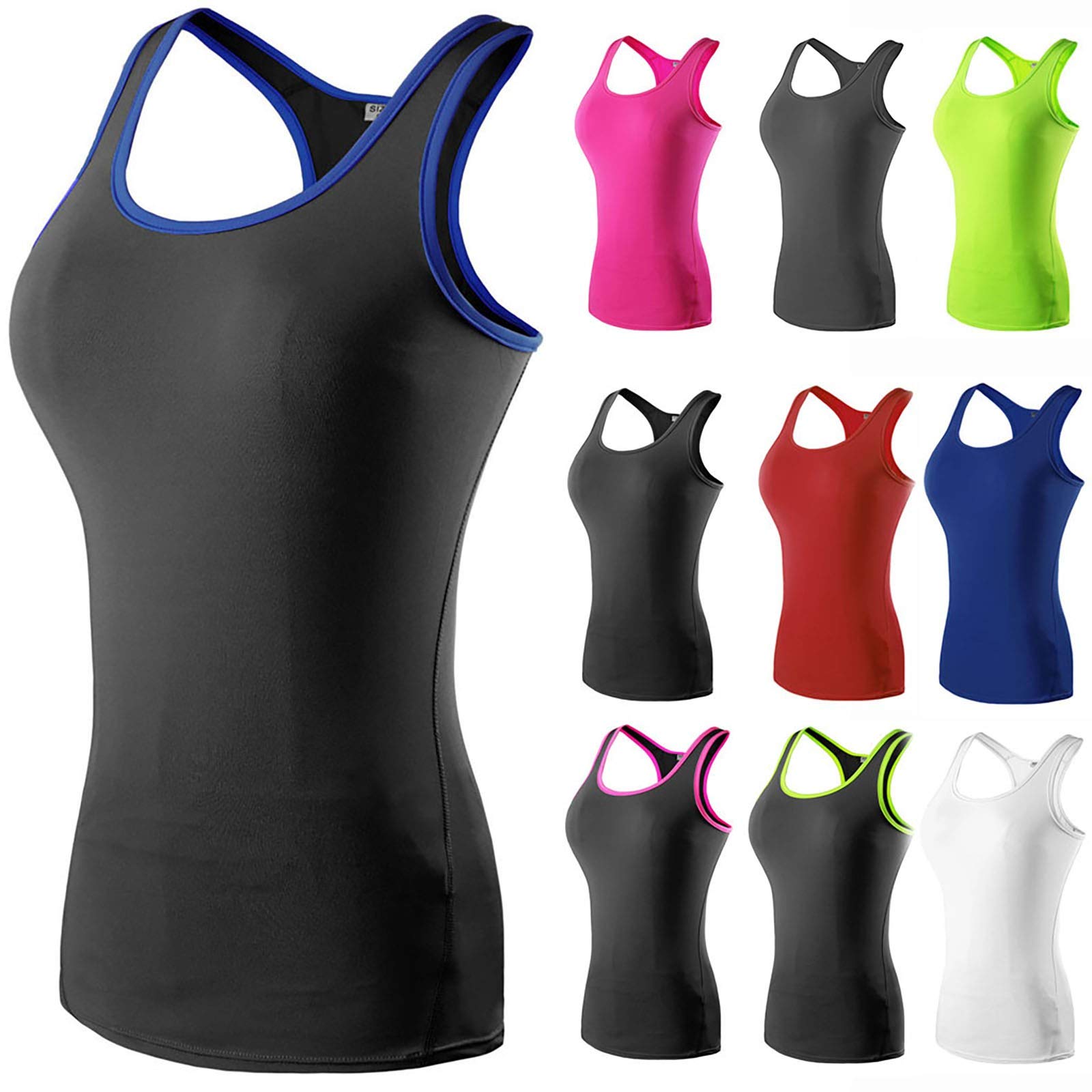 Top Damen Eng Tank Tops Sommer Sporttop Einfarbig U Produktbild-Vorschau 8