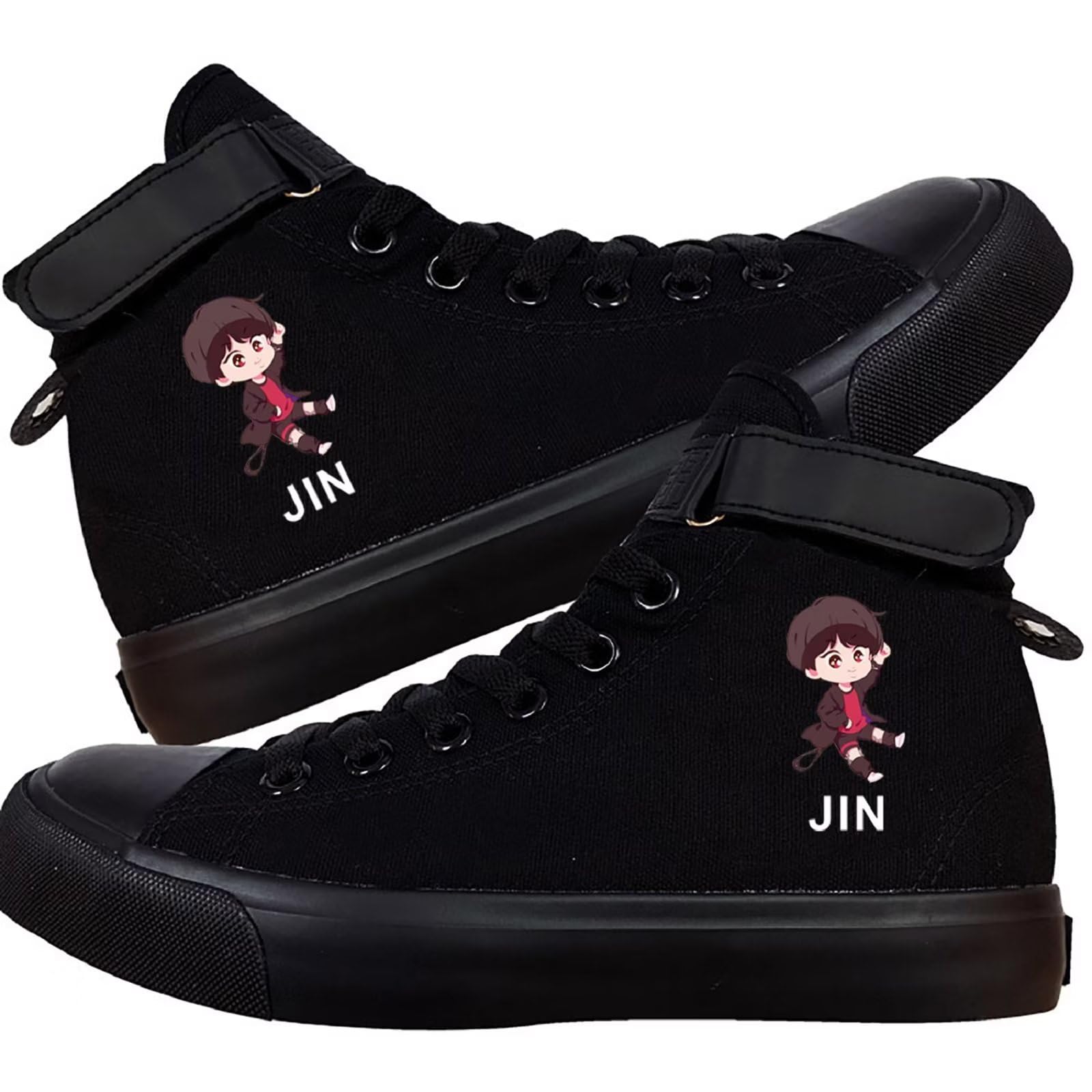 Kpop Jungkook Shoes Jimin High Top Sneakers Cartoon Image J-Hope Rap Monster Jin SUGA V Signature Canvas Shoes