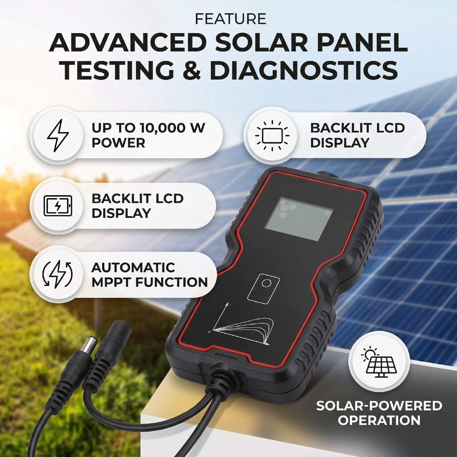 Fafeicy Tester per Pannelli Solari MPPT Multimetro Fotovoltaico da 10000 W