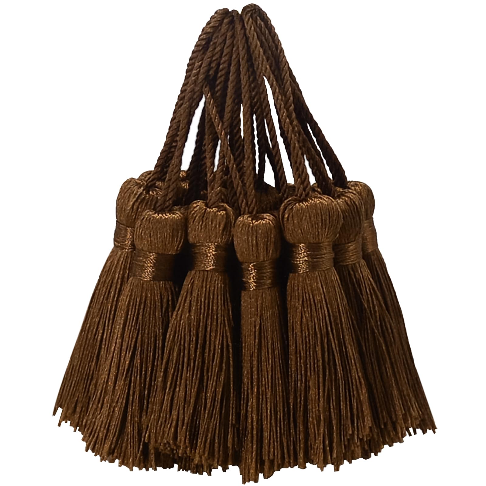 30 PCS Mini Silky Tassel Small Soft Craft Pendant for DIY Cute Resin Bookmarks, Girl Jewellery Making, Key, Keyring, Sewing, Ribbon, Cushion, Curtain Trim and Home Furniture Decor (Light Coffee)