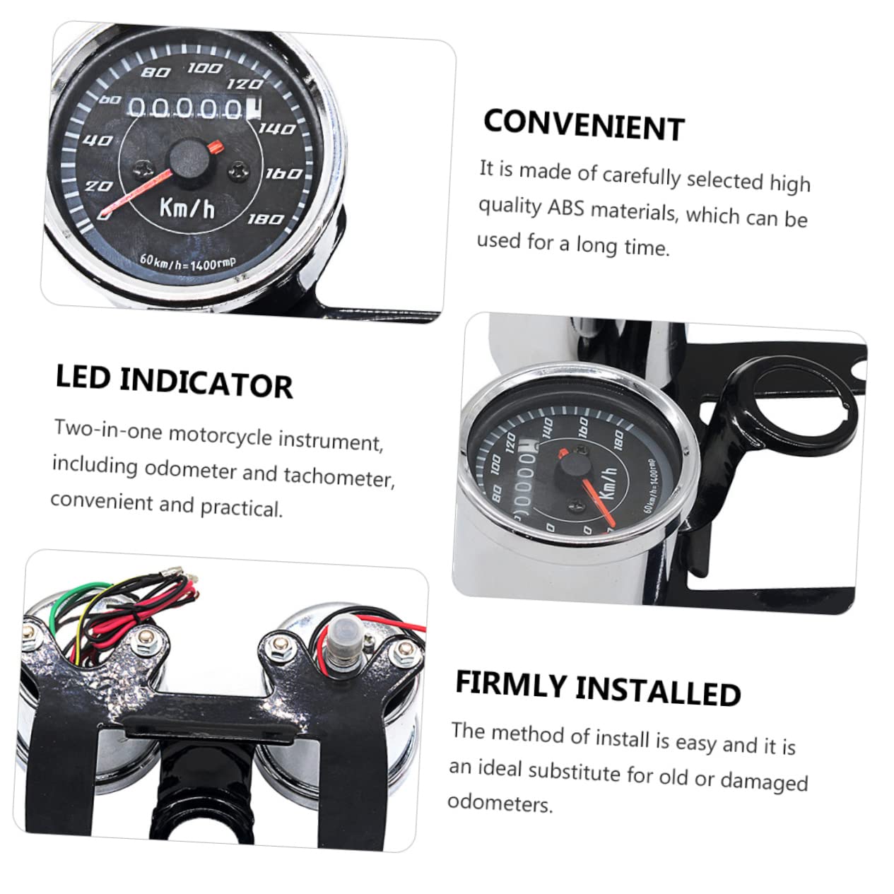 Zerodeko 12v Motorcycle Led Speedometer Gauge Odometer Tachometer Holographic Display for Bike Accessories