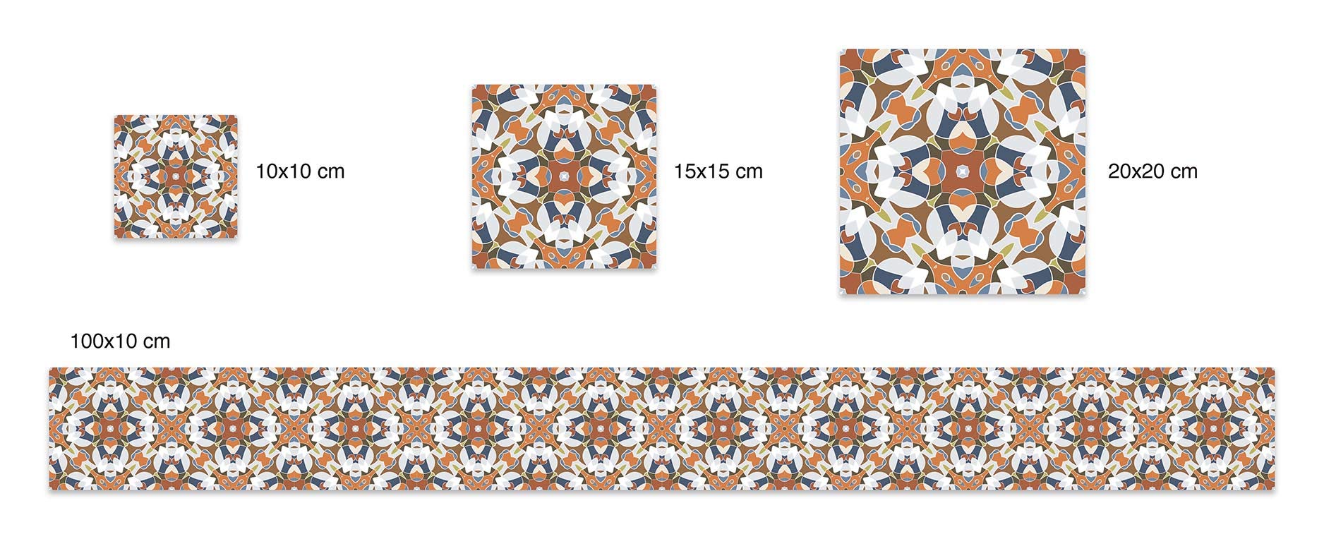 Panorama Azulejos Adhesivos Cocina Baño Pack de 72 Baldosas de 10x10 cm Baldosa Modelo Oriental Original - Revestimiento de Paredes - Cenefas Adhesivas