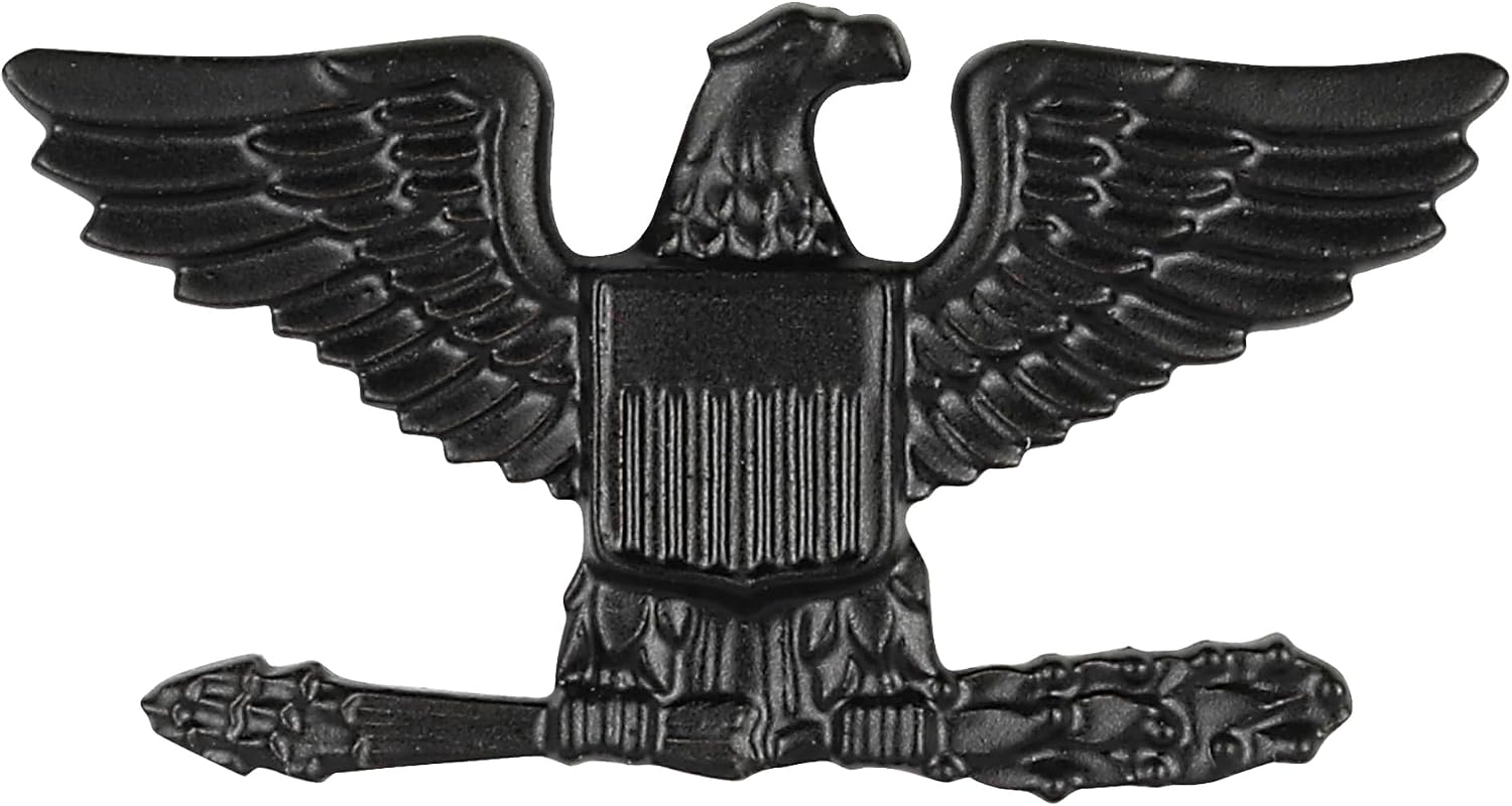 Air Force Colonel Officer COL O-6 Subdued Black Metal Rank Pair