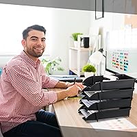 Vista 6 de Fainne 8 bandejas de papel apilables para escritorio, bandejas apilables de 8 capas, bandeja organizadora de archivos de plástico y soportes