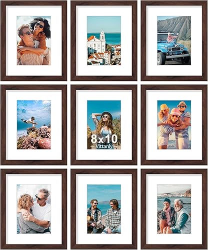 Vista 72 de Vittanly - Juego de 9 portarretratos, plexiglás resistente a rupturas, exhibe fotos de 12 x 12 pulgadas o, con paspartú, de 8 x 8 pulgadas, marcos