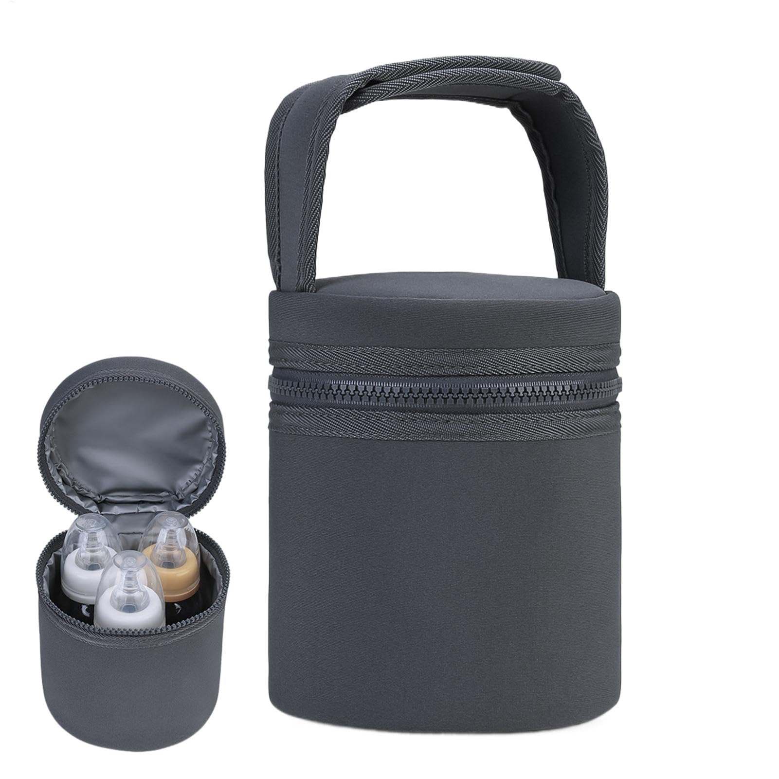 Borsa termica per latte materno, borsa per biberon, refrigeratore per latte materno con tracolla staccabile, portatile, 12 x 15 cm, adatta per 2 bottiglie grandi da 226,8 g, per mamme che allattano e