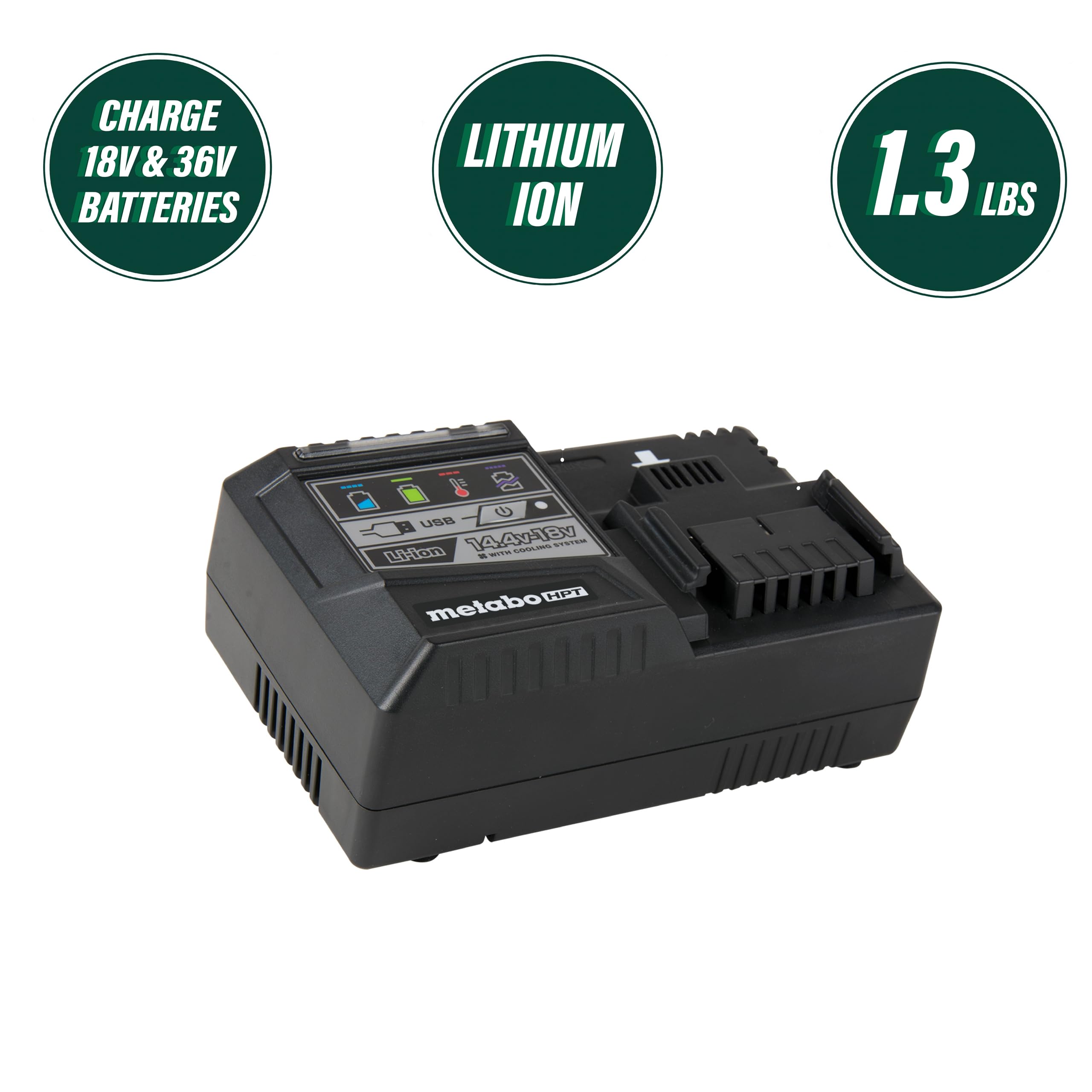 Metabo HPT Cargador rápido de iones de litio de 18 V/36 V, UC18YSL3Q1YM