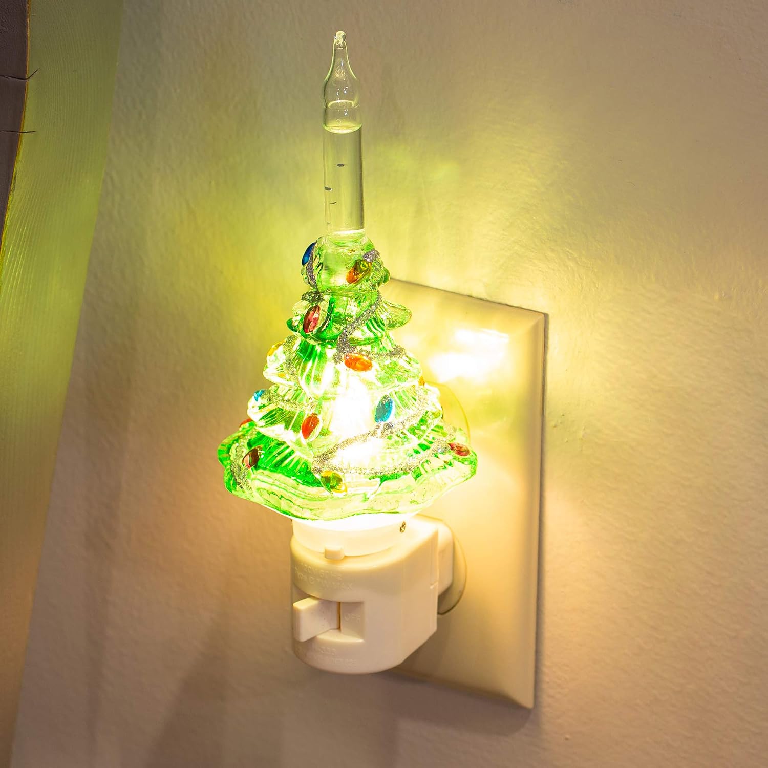 Roman 33676-7" Christmas Tree Bubble Light Night Light, Acrylic