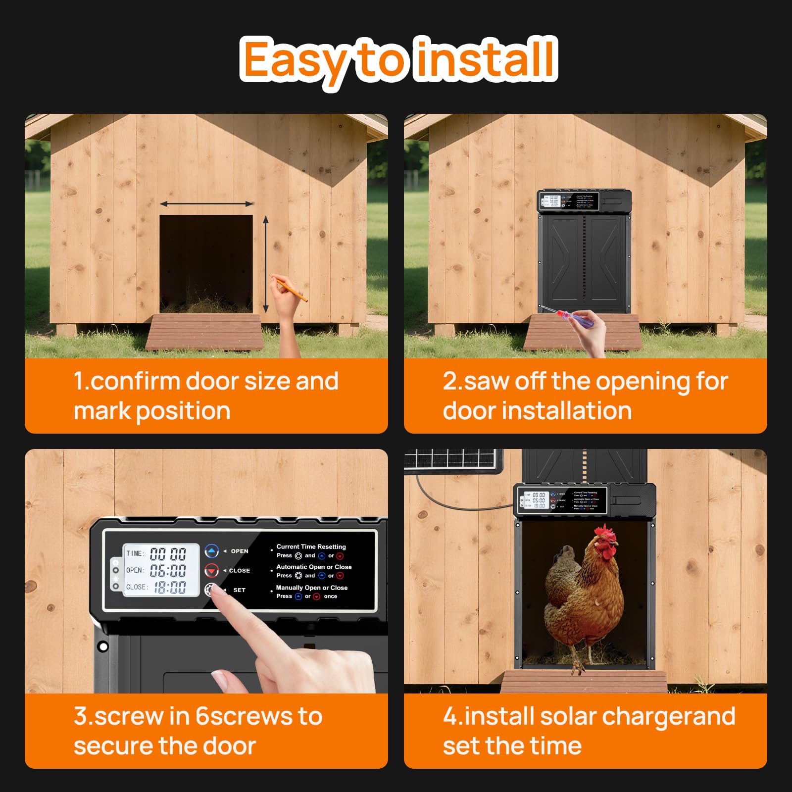 Puerta automática para gallinero solar impermeable control remoto para gallinas patos aves de corral