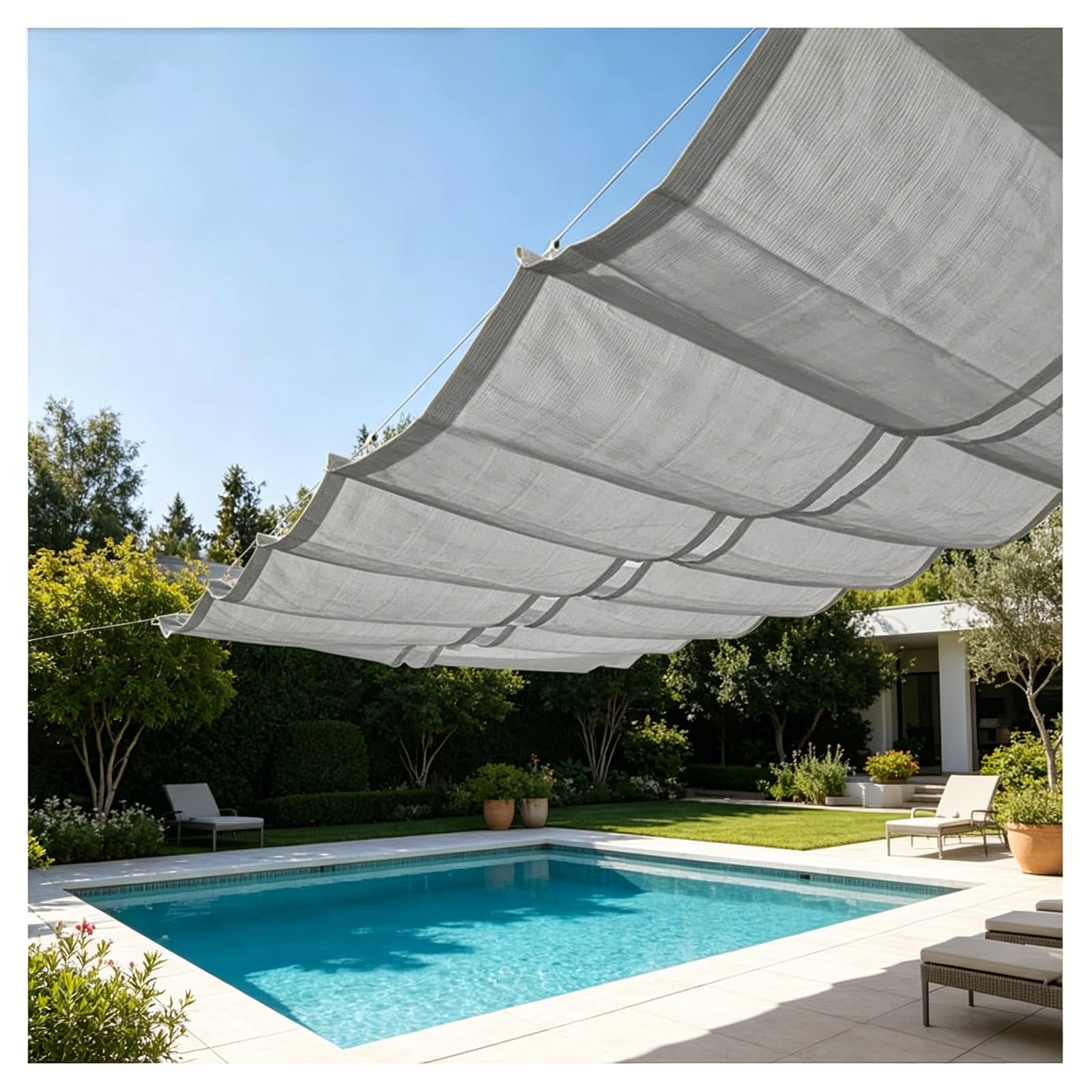 HDPE toit couverture d'ombre grise et store banne horizontal pour pergola 1.3x14m