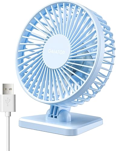 Miniatura 1 de Gaiatop Ventilador de escritorio USB, pequeño pero potente, portátil, silencioso de 3 velocidades, ventilador personal de escritorio de viento, mini