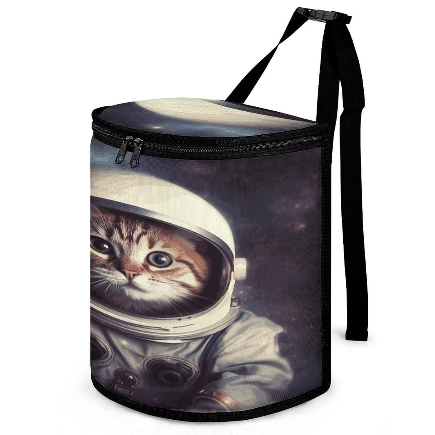 Hanging Car Trash Bag Animal Cat Astronaut Printed Car Garbage Storage Bag Leakproof Car Trash Can Portable Garbage Storage Bags